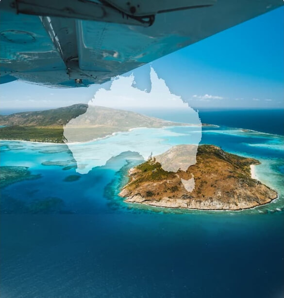 Dreamaroo Luxury, Australia Map Oultine, Birdseye Plane View Island Ocean Image