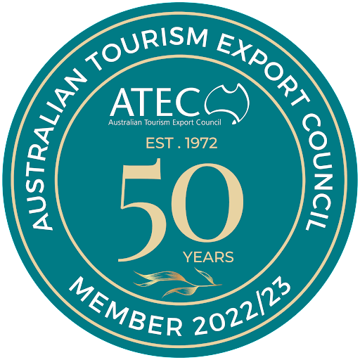 Dreamaroo Luxury, Australian Tourism Export Council Member 2022-2023, Established 1972, 50 Years Circular Logo Certificate